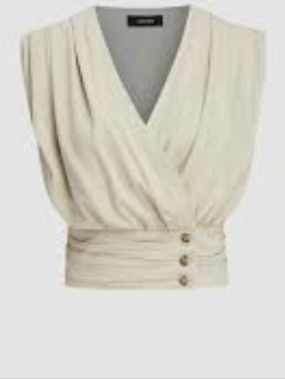 Cider Cream Faux-Wrap Sleeveless Button-Detail Camisole Sixe L New